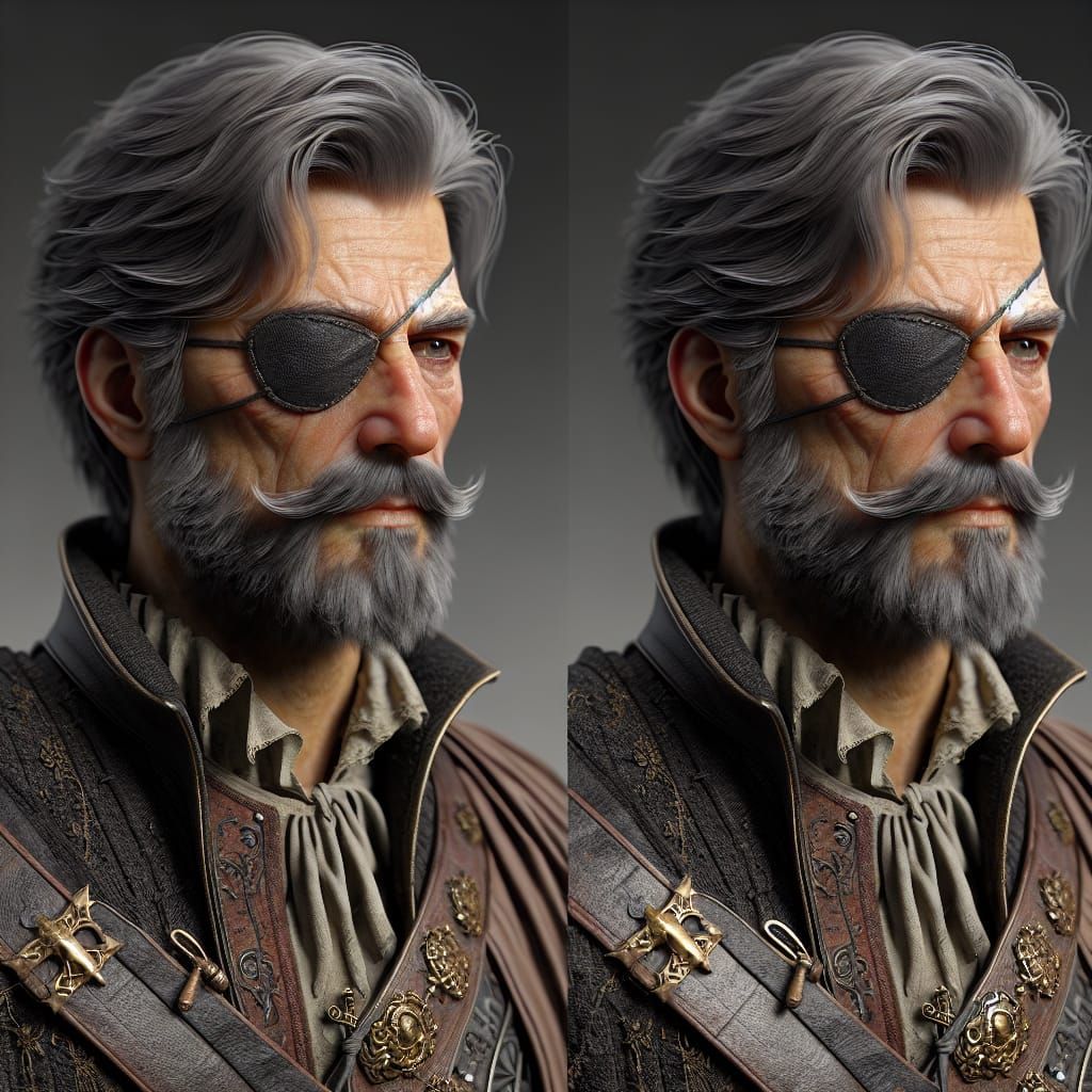 Medieval Mercenary with Eye Patch in 3D Style