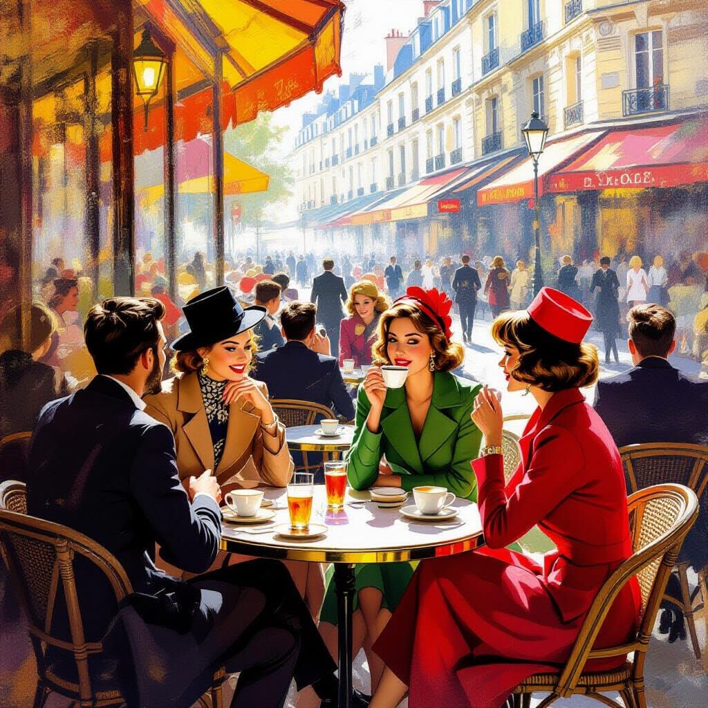 1960s Parisian Cafe Scene in Mod Fashion