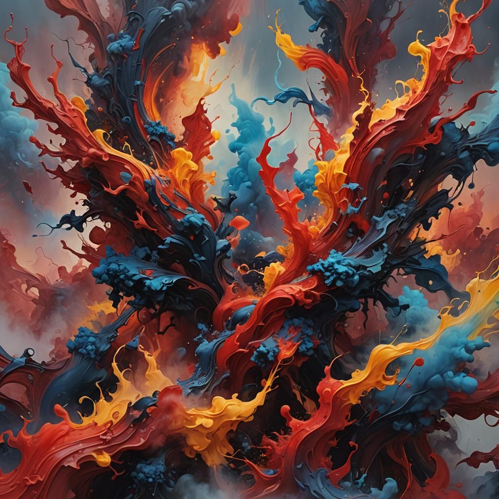 Vibrant Abstract Oil Painting in Fantasy Environment