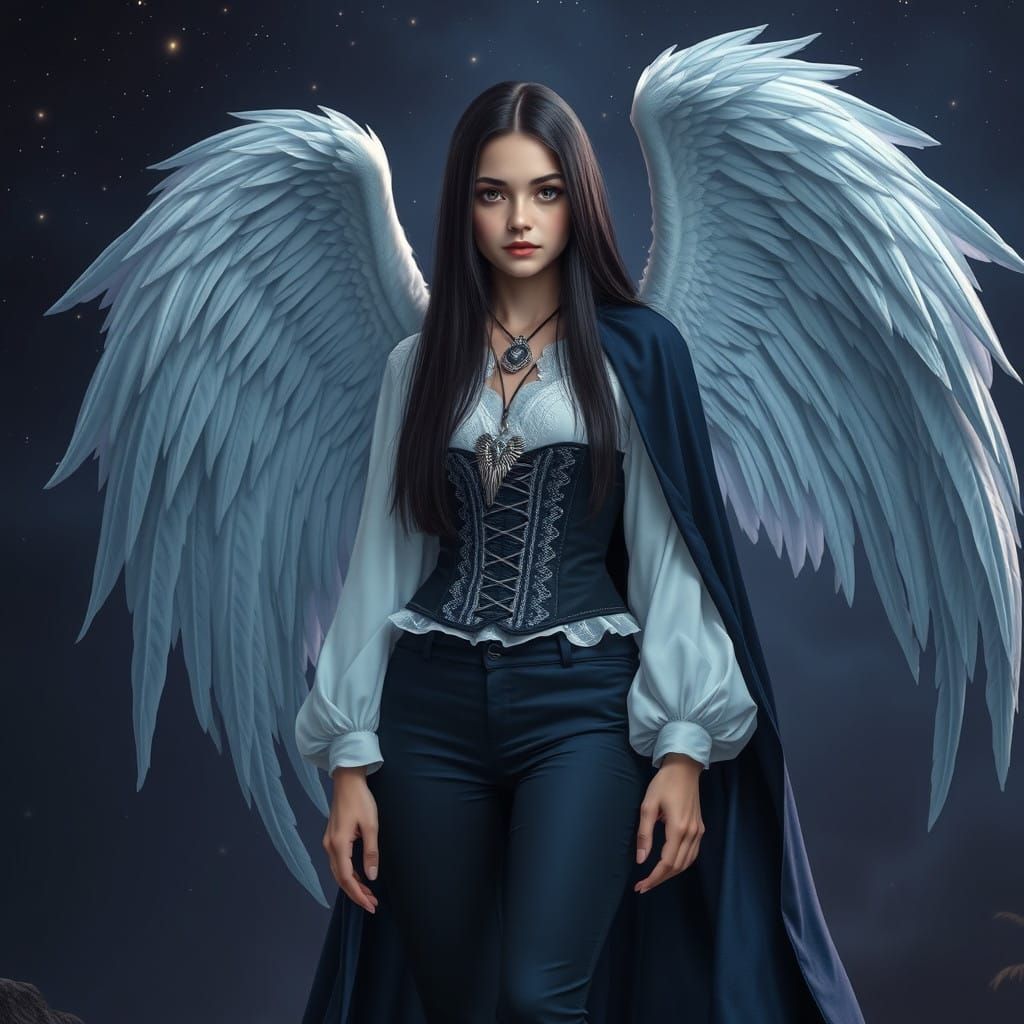 Majestic Dark Fantasy Angel Emerges from Eternal Twilight