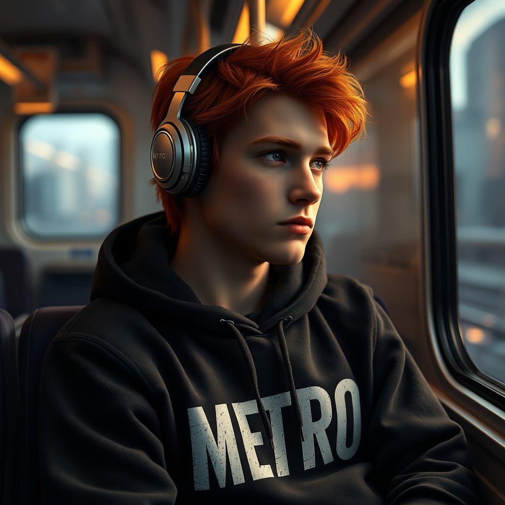 Young Man Lost in Urban Melody