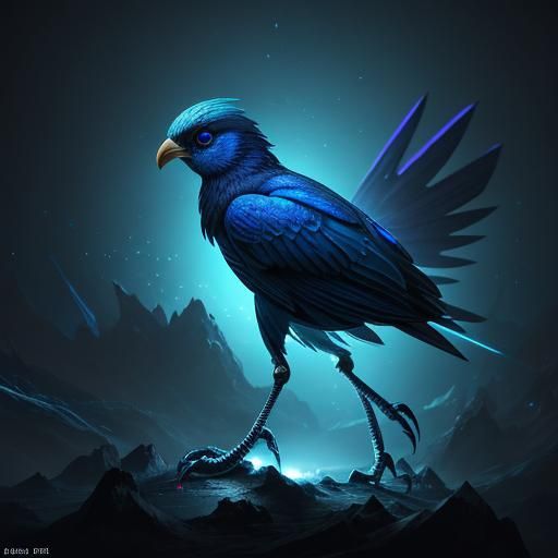 Echo Emitter: Fantastical Soundwave Bird in Detailed Paintin...