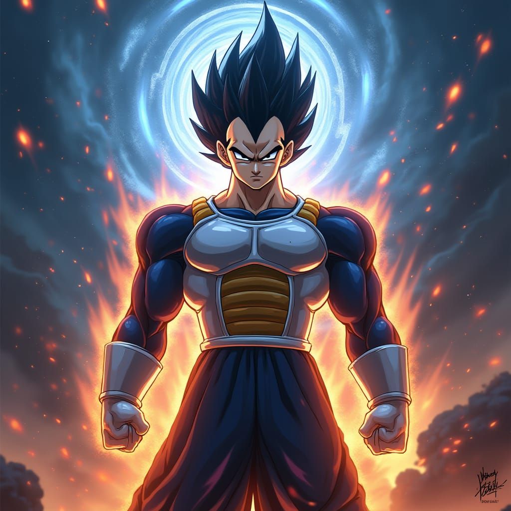 Vegeta Unleashes Rinnegan Power in Heroic Stance