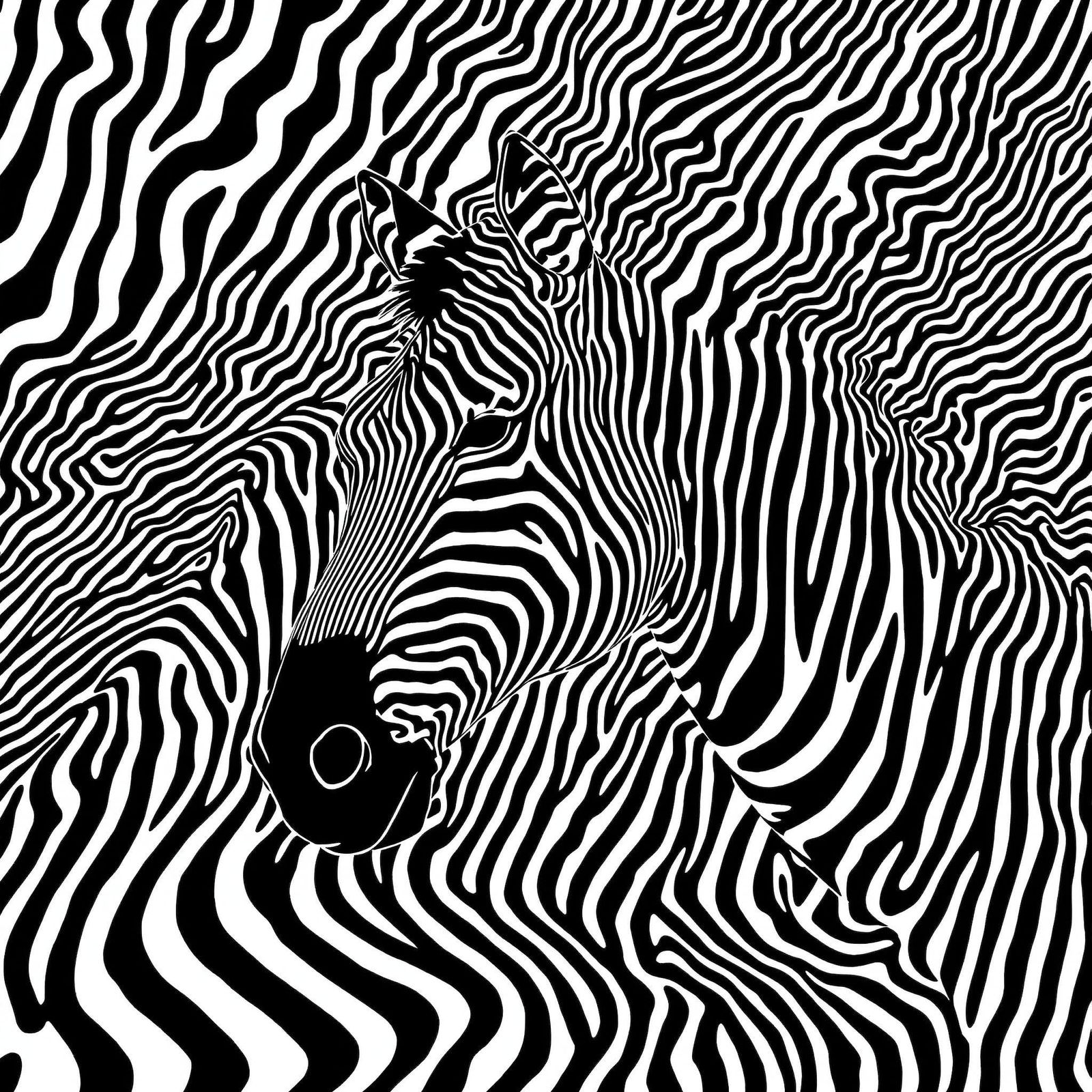 Abstract Zebra Optical Illusion in Black and White