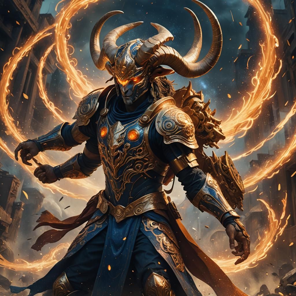 Aries Zodiac Man in Dynamic Digital Art