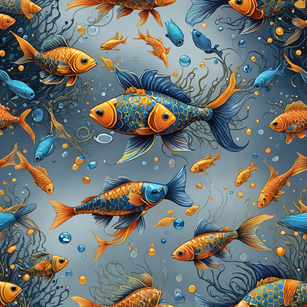 Vibrant Fish with Shimmering Scales in Space
