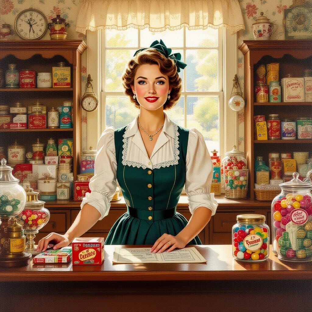 Regal Woman in Vintage Five and Dime Store