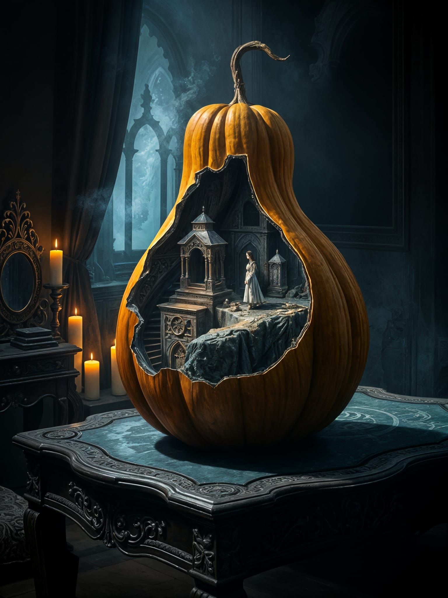 Carved Gourd Reveals Gothic Cathedral World