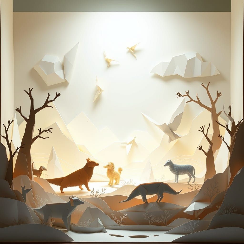 Whimsical Paper World with Origami Animals