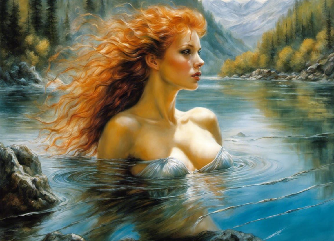 redhead swimming in lake