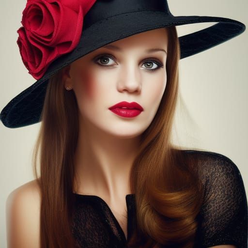 Elegant Woman in Chic Hat, Professional Portrait