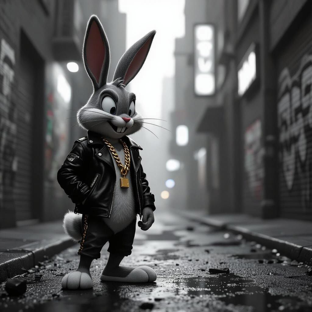 Bugs Bunny Thug Life in Black and White