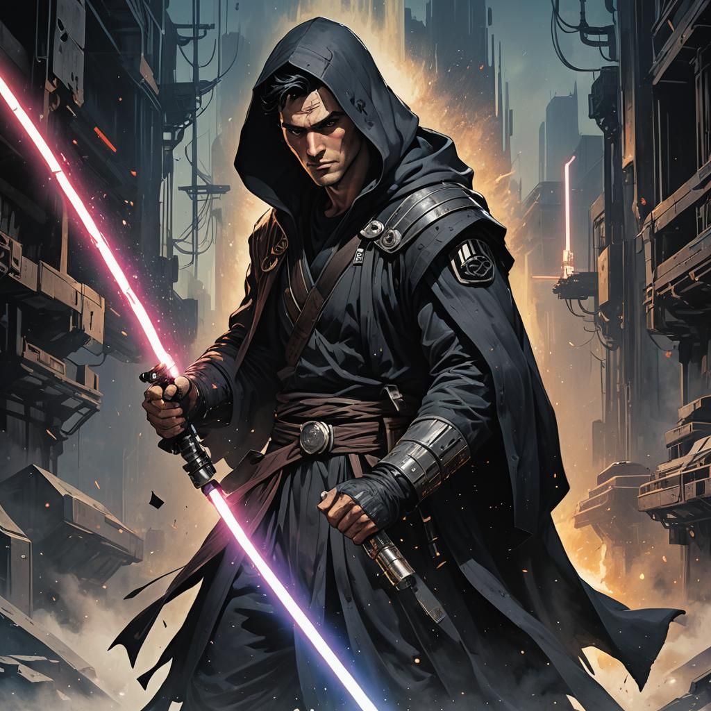 Dark Jedi Ash Williams in Dystopian Setting