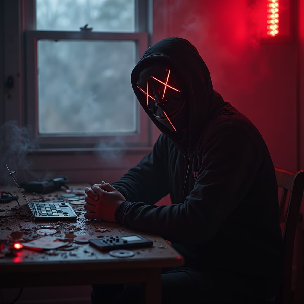 Cyberpunk Rapper in a Smoky, Futuristic Lair