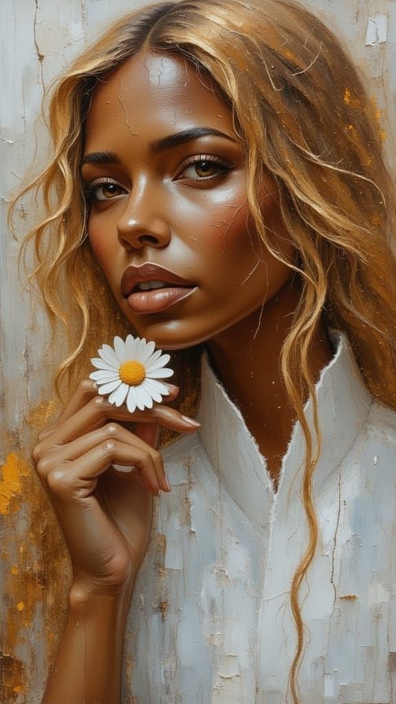 AI Daisy in Divine Oil and Textured Flux Style