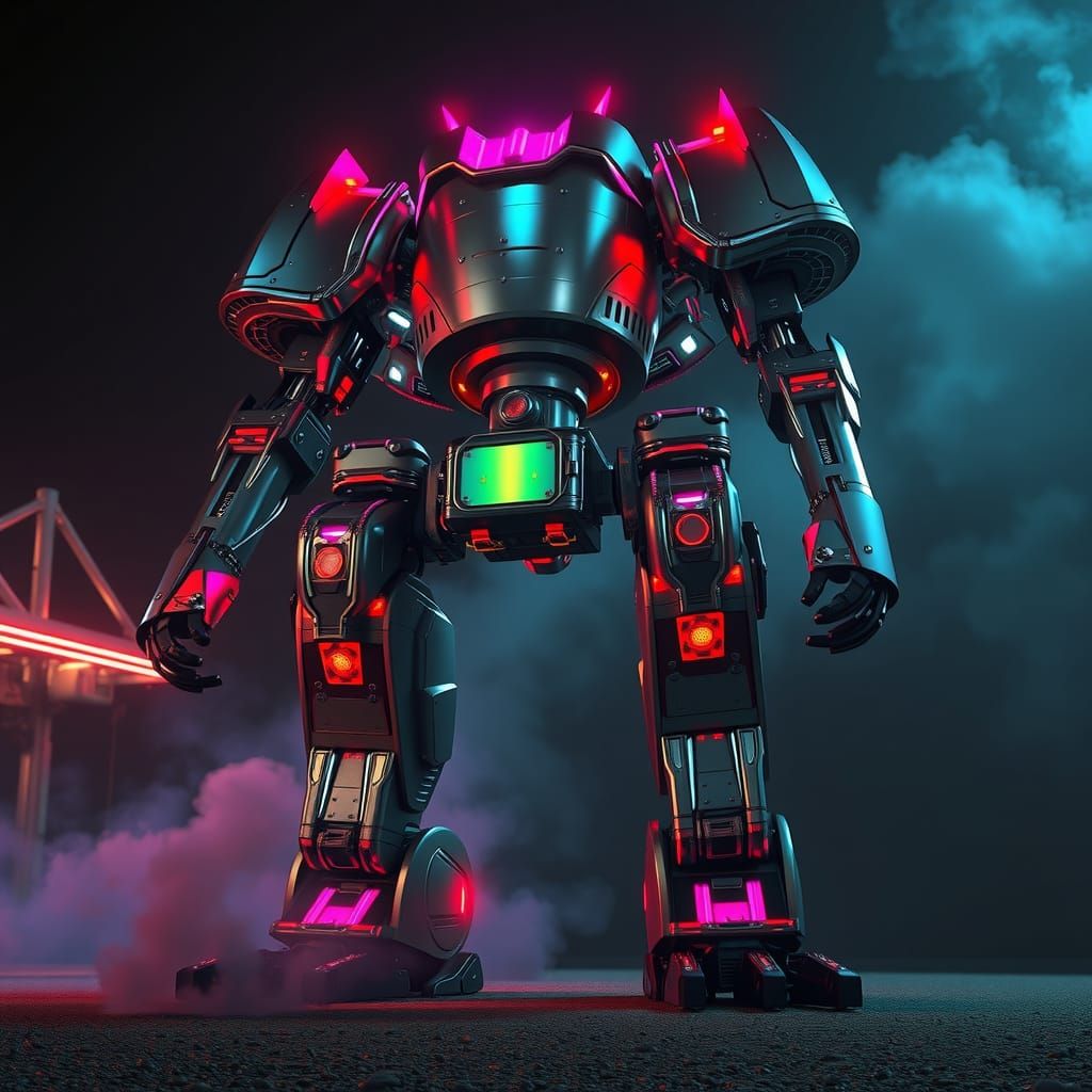 Metallic Mech in Sci-Fi Environment, Cinematic 8K Render