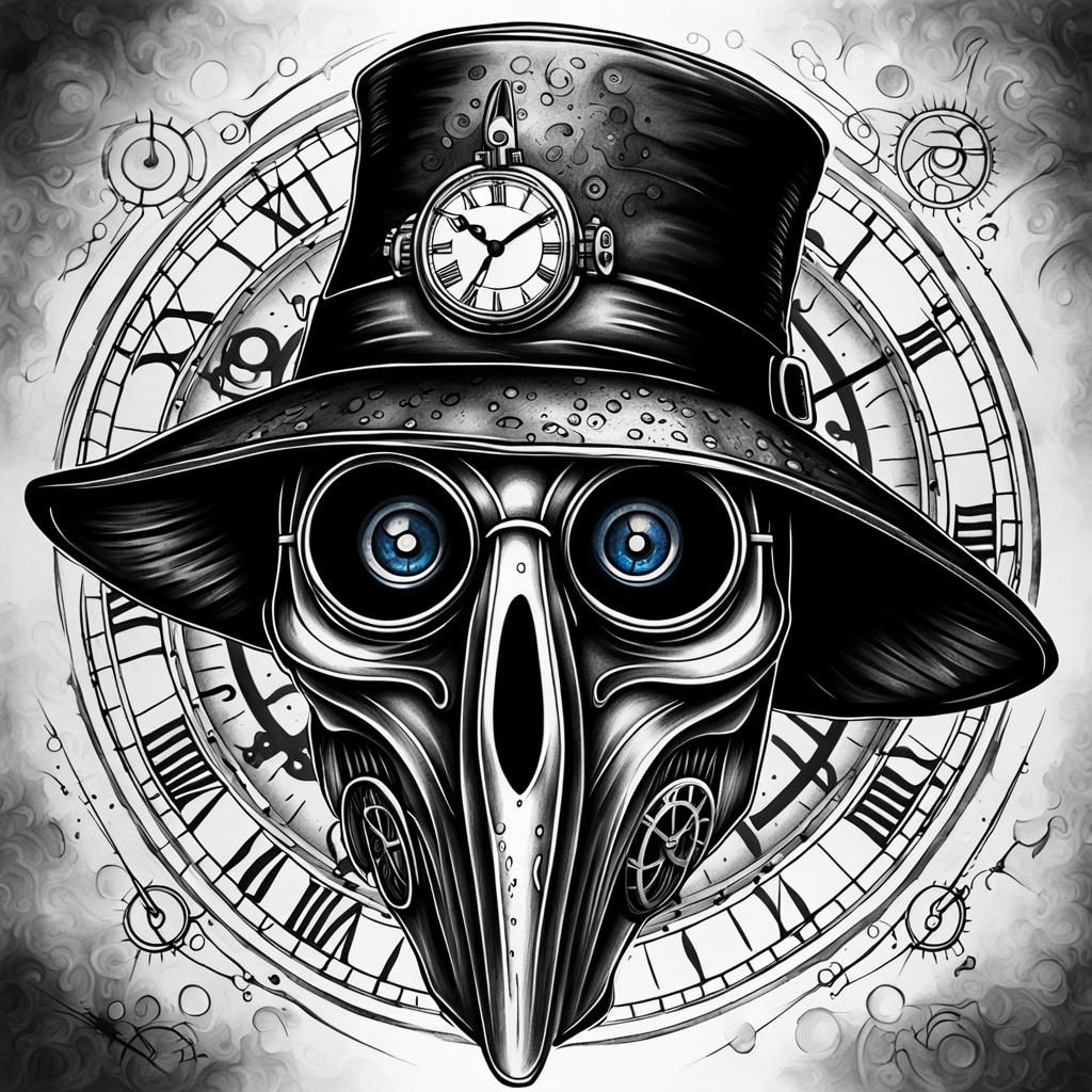 Futuristic Plague Doctor Mask Tattoo Design