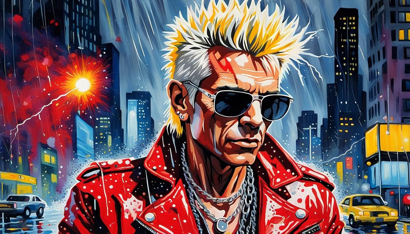 Billy Idol in Pop Art Watercolor Portrait