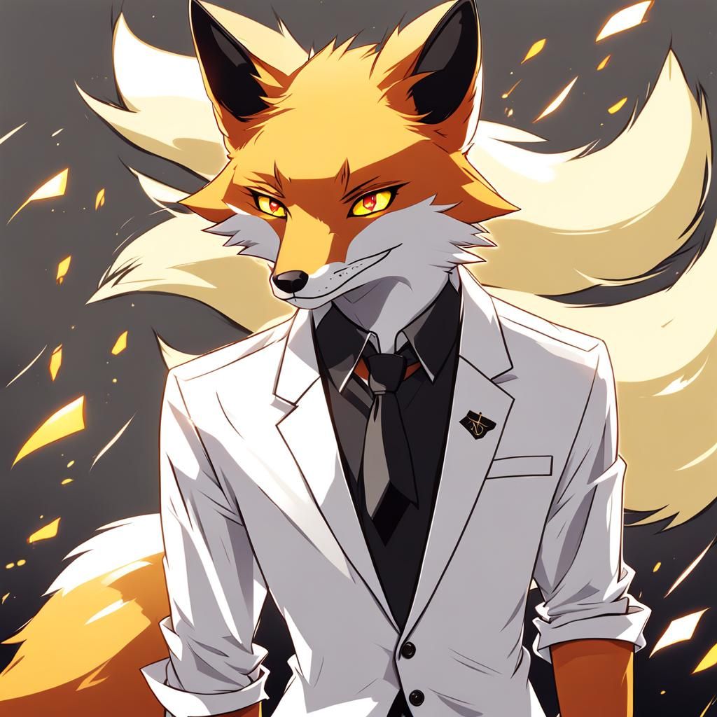 Anime Style Red Fox Boy in Shirt and Tie