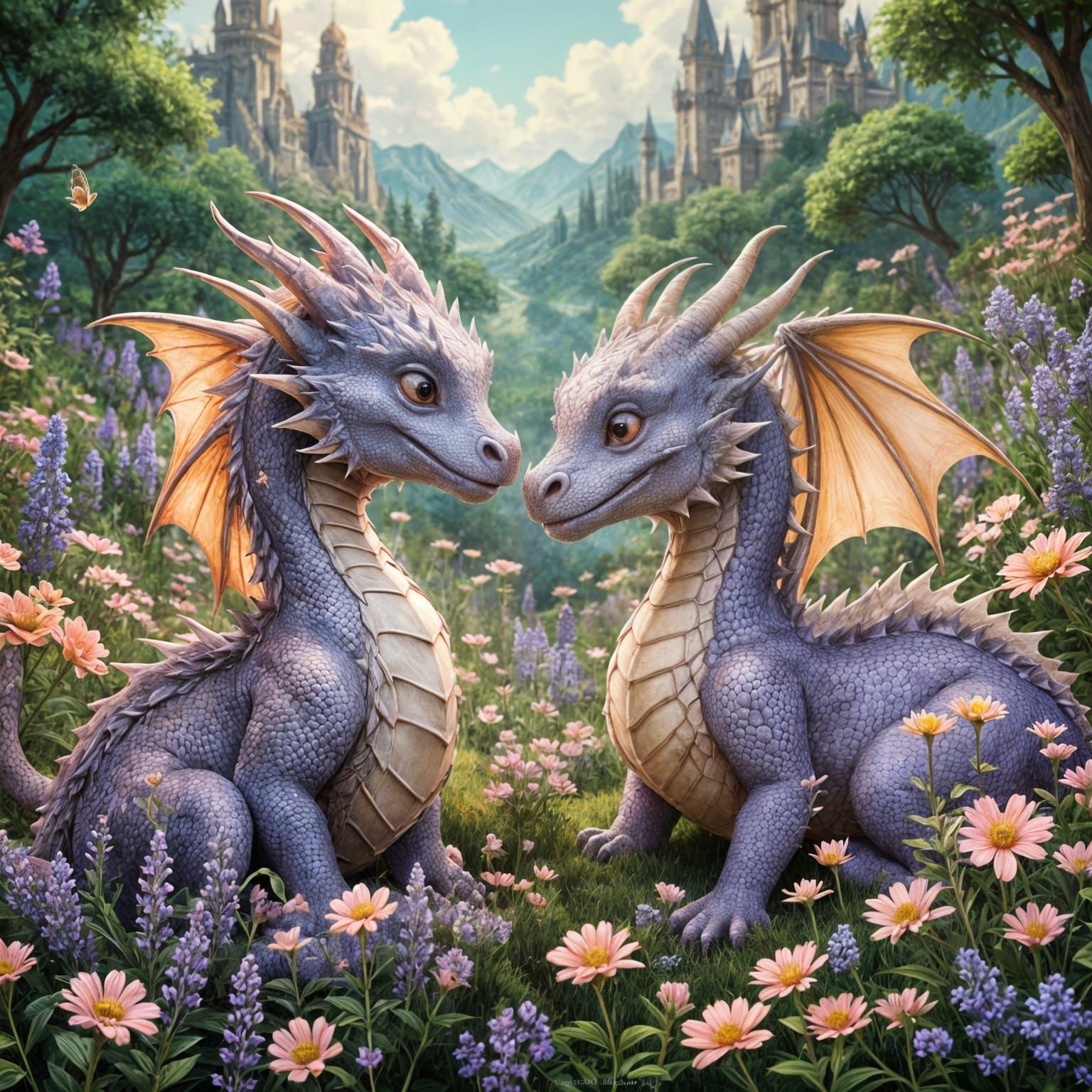 Ethereal Dragons in Pastel Hues