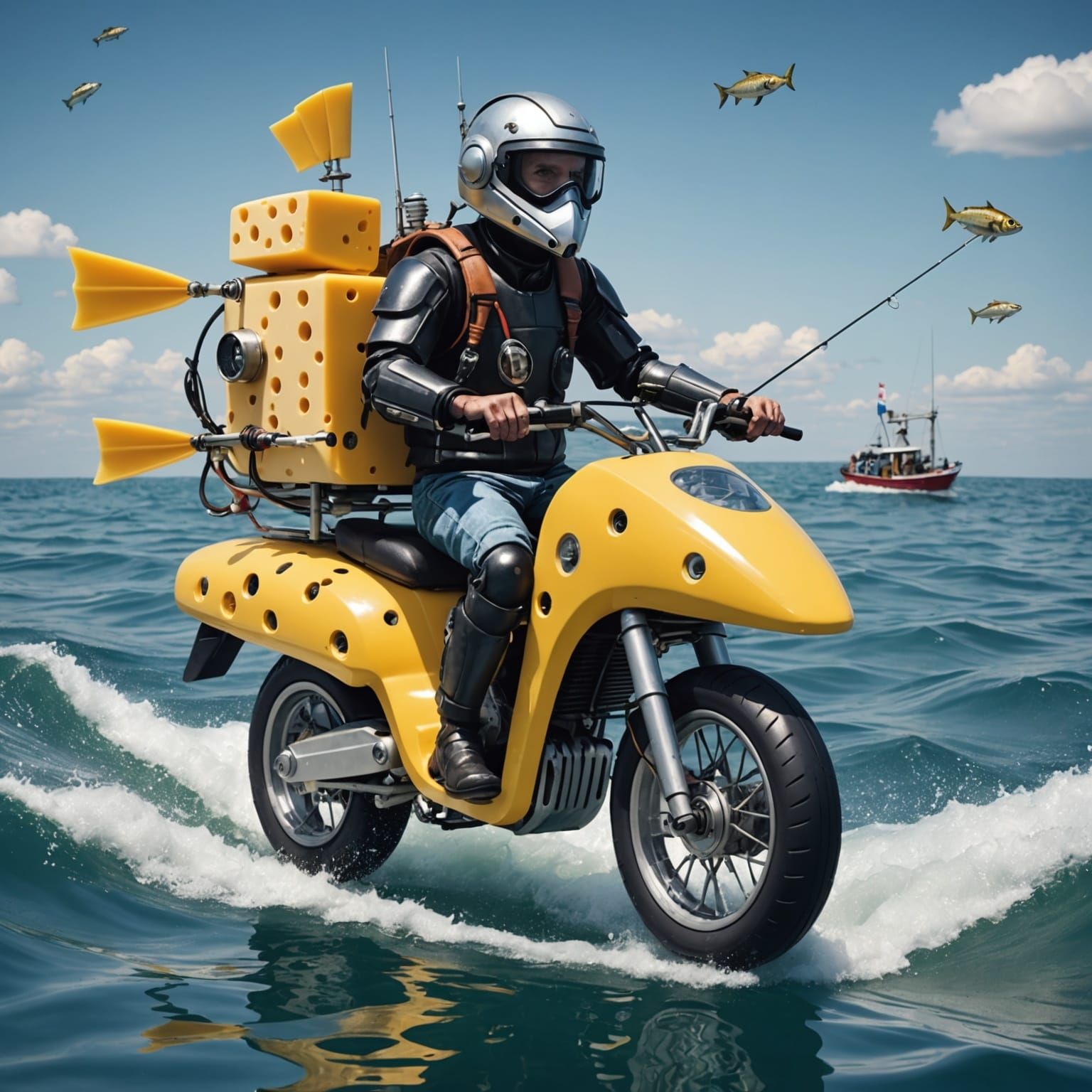 Bionic Cheese Boat Motorcycle with Mad Ponies