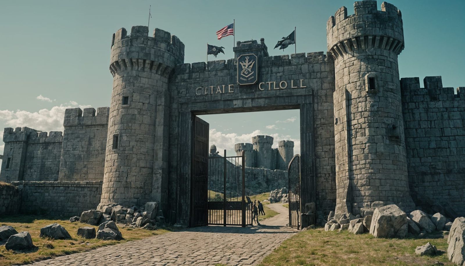 Cinematic Citadel Gate in Atmospheric Lighting