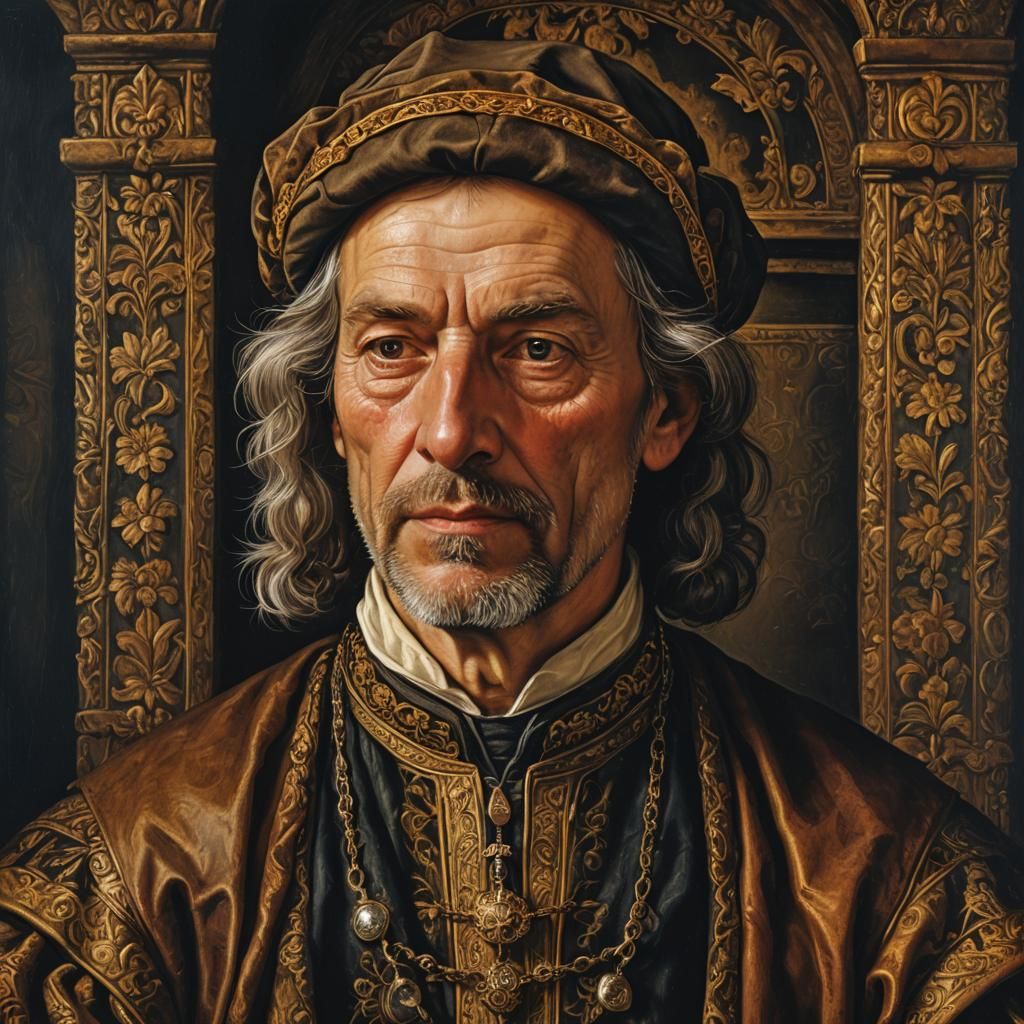 15th Century Dutch Man Portrait in Renaissance Style
