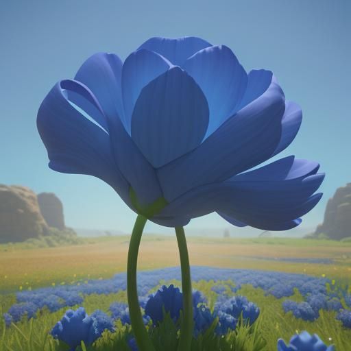 Texas Bluebonnet Field: Pixar-Style 3D Digital Art