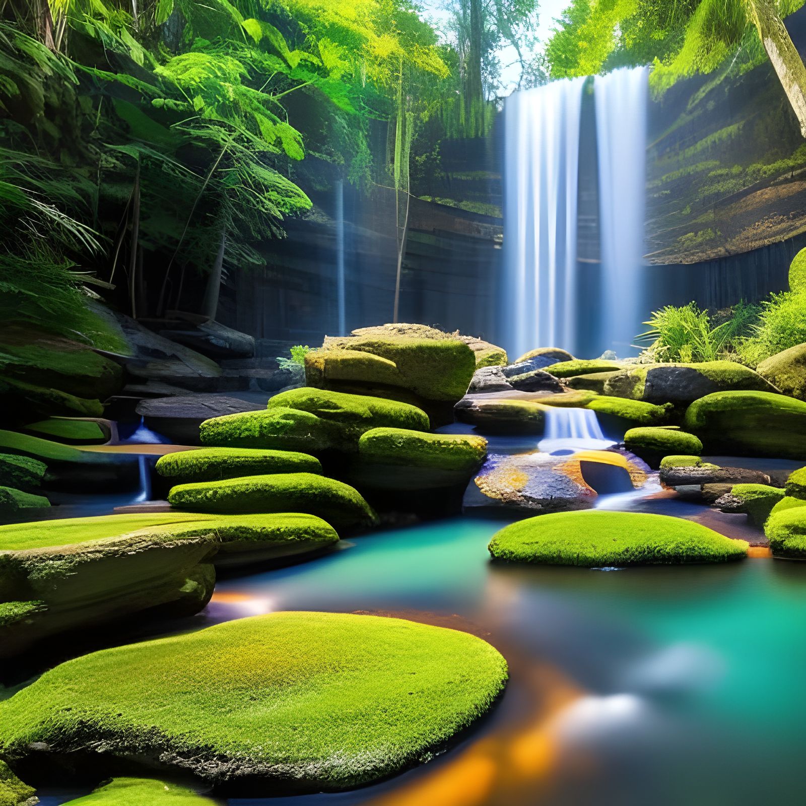 Lush Jungle Waterfall in Hyperdetailed 8K