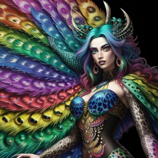 Woman with Rainbow Scales in Astral Illustration