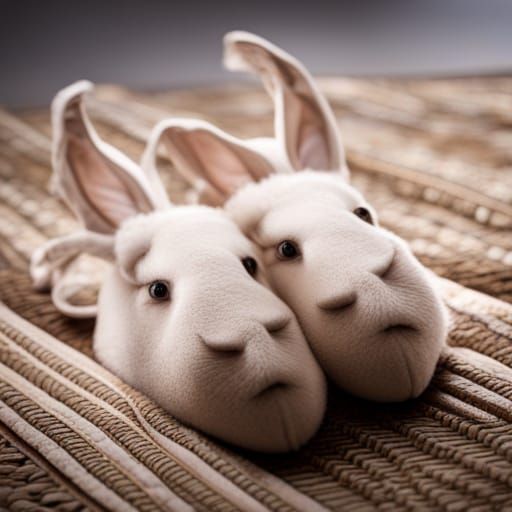 Bunny Slippers on Plush Carpet in Cozy Style
