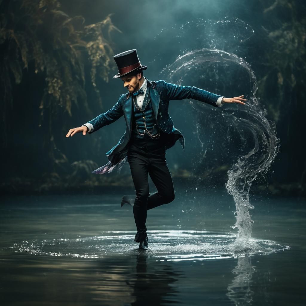 Dancer in Magician's Hat Dancing on Water