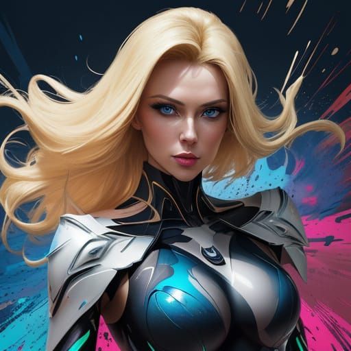 Blonde Pin-Up Woman with Kinetic Energy and Impressionistic ...