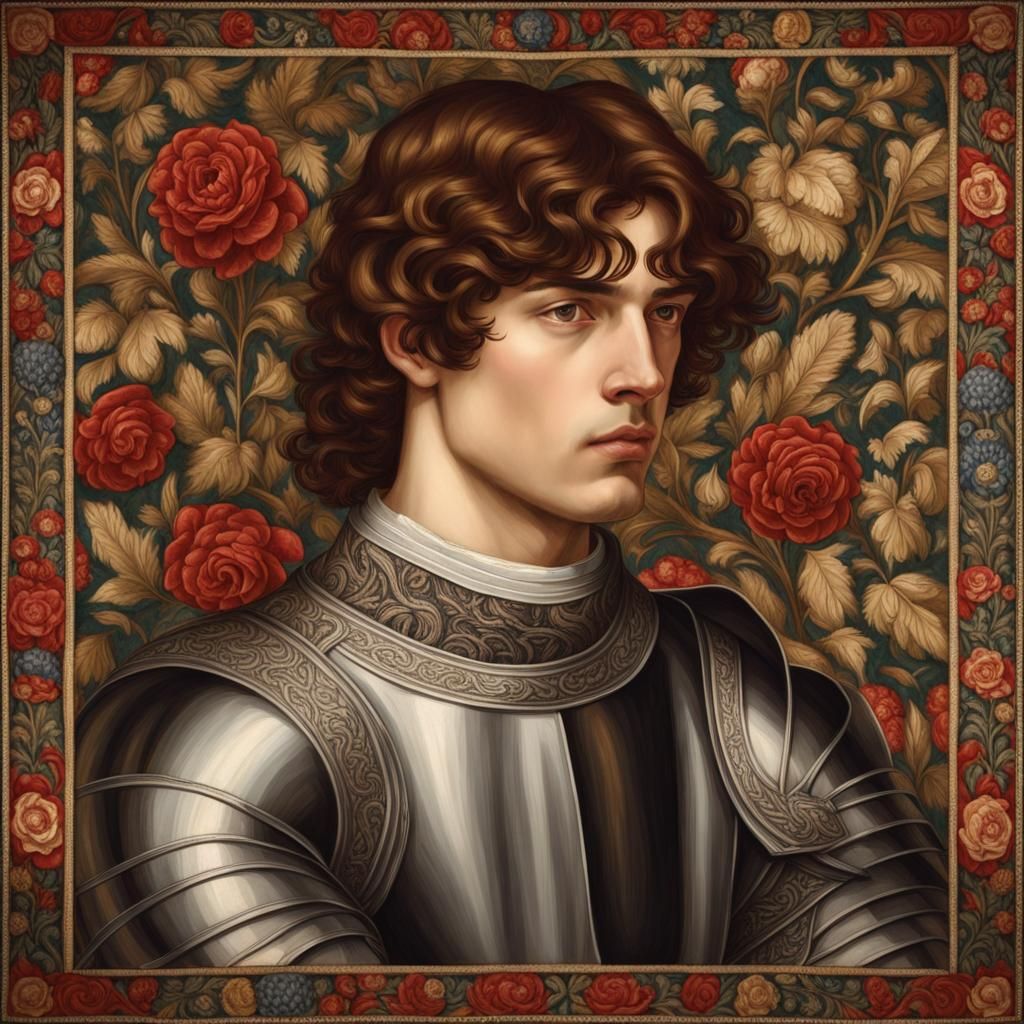 Portrait of Sir Lancelot du Lac in Pre-Raphaelite style