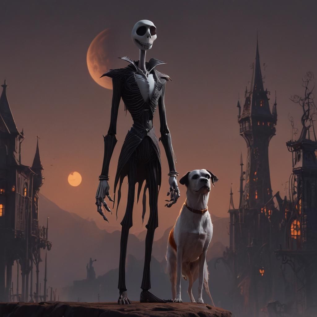 Jack Skellington and Ghost Dog in Matte Painting