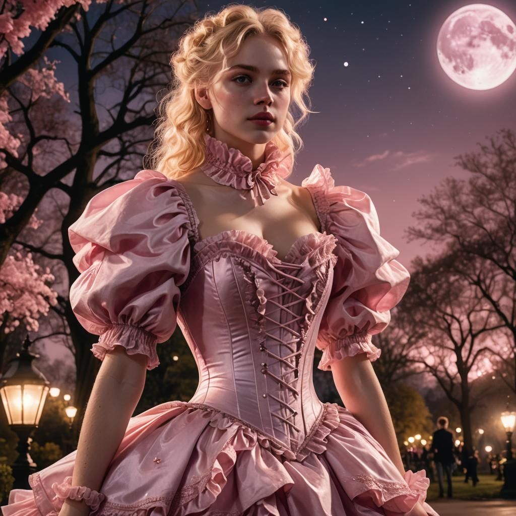 Fantasy Student in Pink Victorian Dress