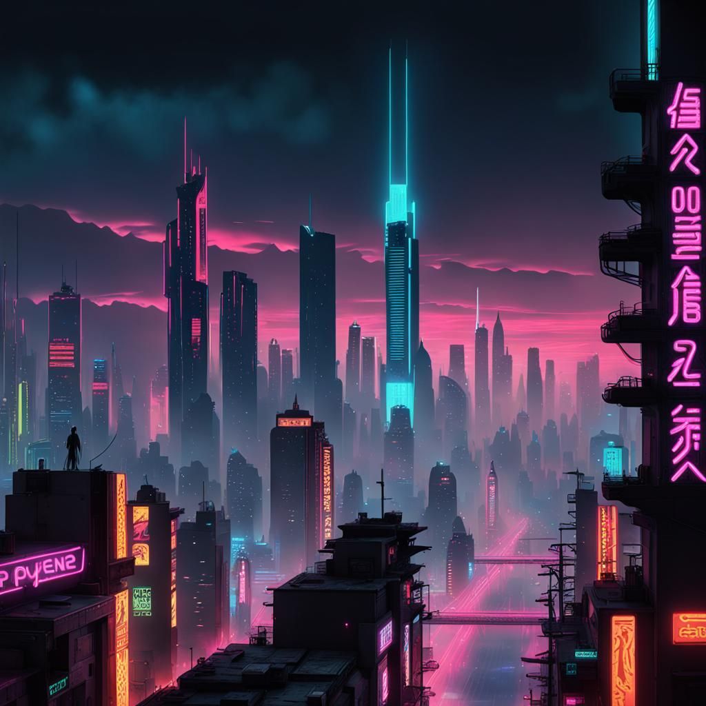 Cyberpunk Cityscape at Night