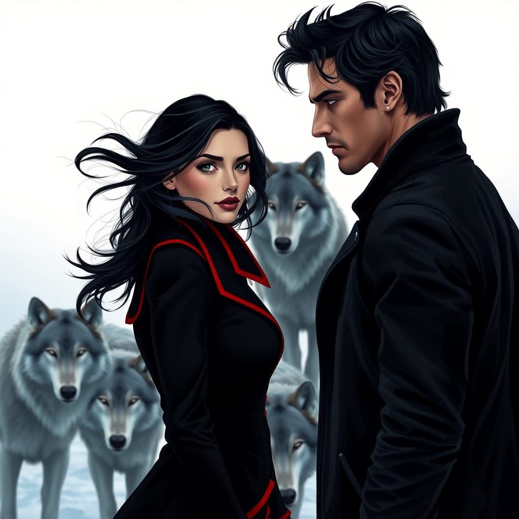 Confident Woman Locks Eyes with Chiseled Man in Moody, Atmos...