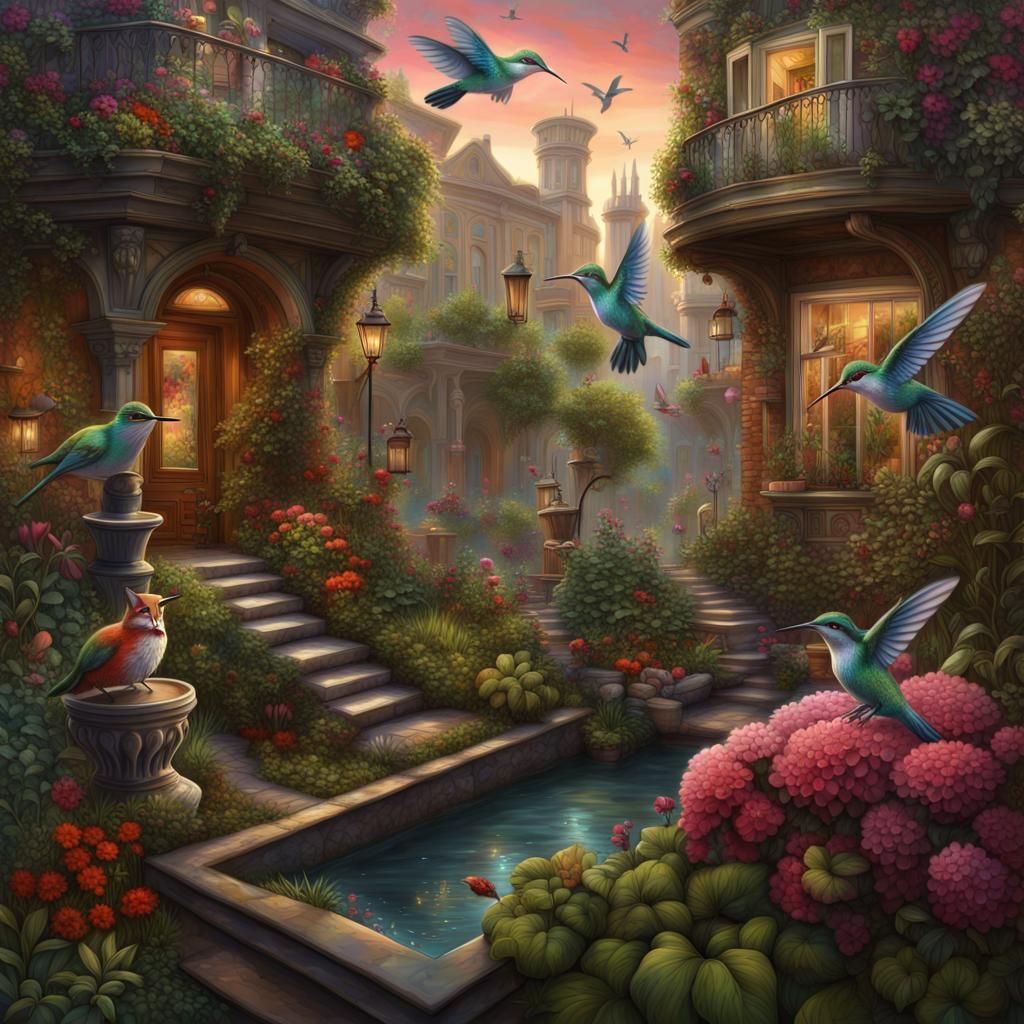 Magical Urban Garden Menagerie in Epic Digital Art