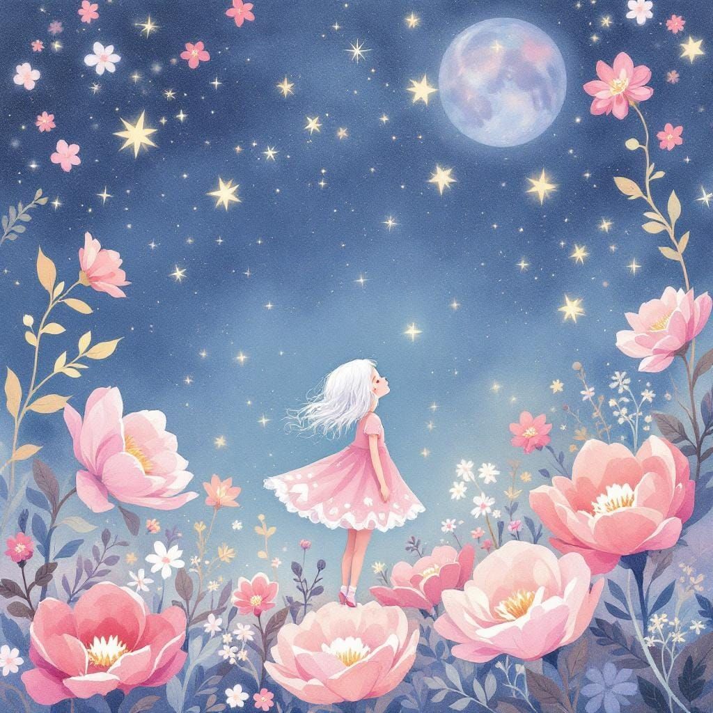 Enchanted Girl in a Whimsical Pastel World