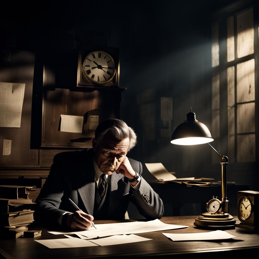 Guilty Person in Dark, Moody Film Noir Scene