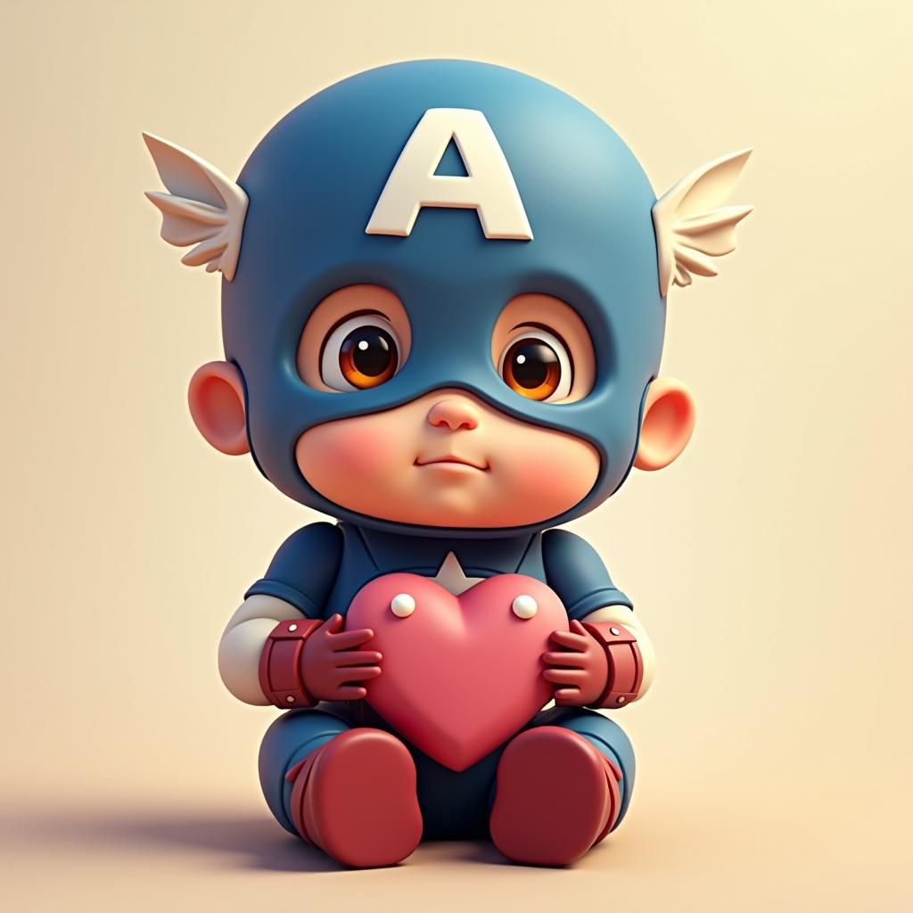 Pastel Manga Captain America with Heart Shield
