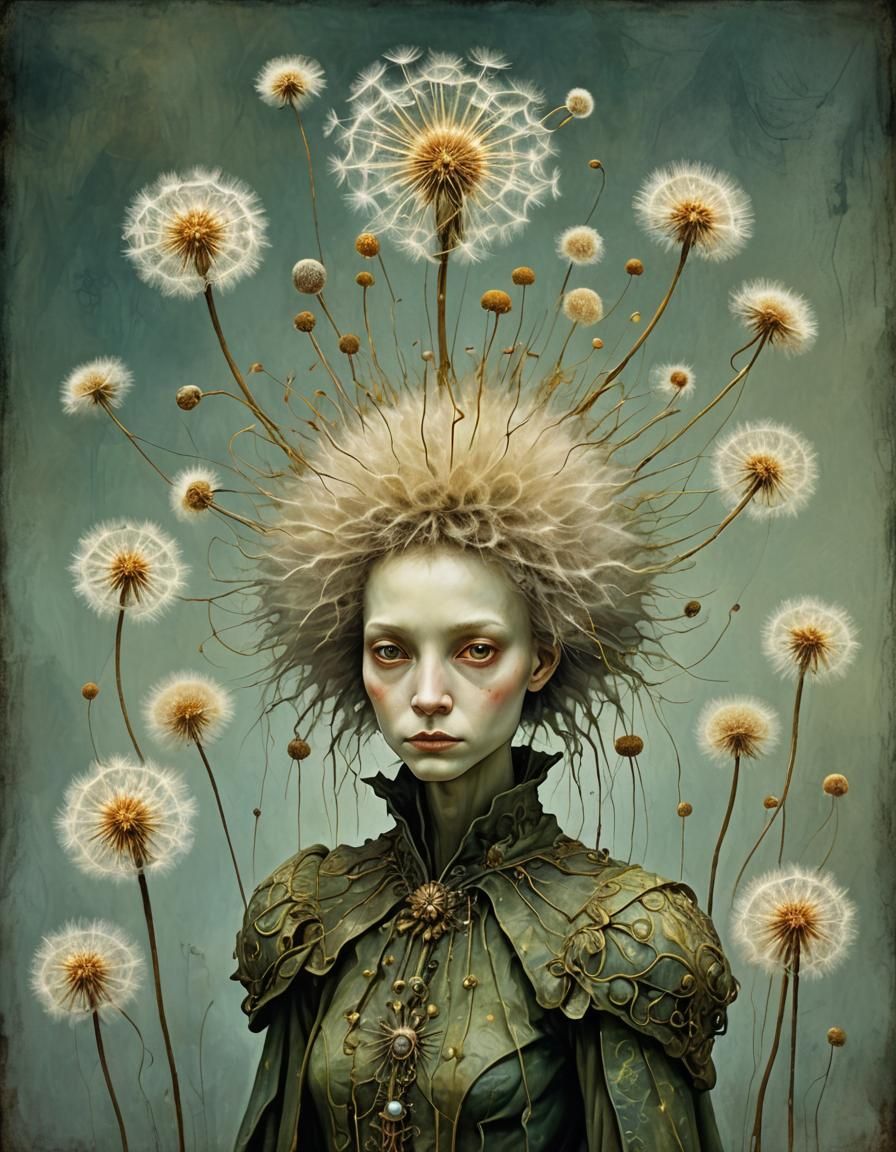 Alien Dandelion Fluff in Gothic Surrealist Style