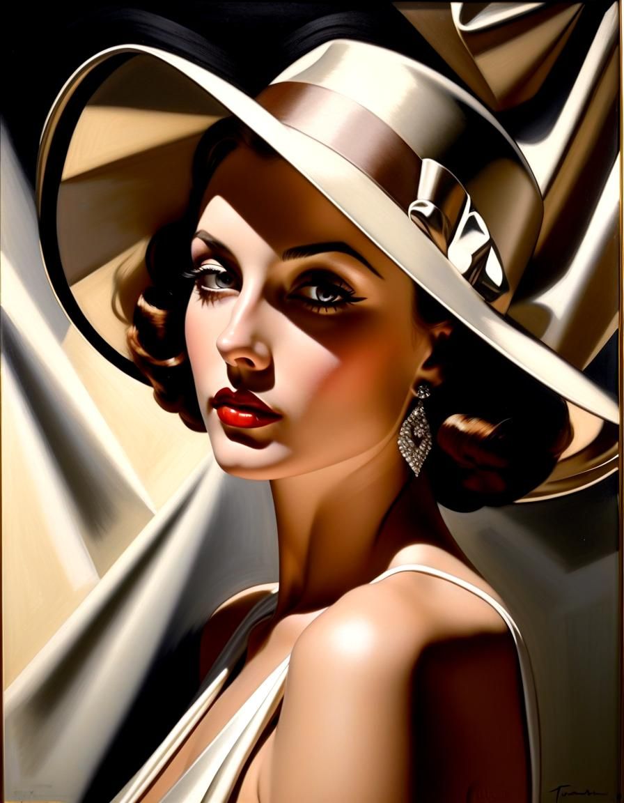 Glamorous Italian Model in Art Deco Style