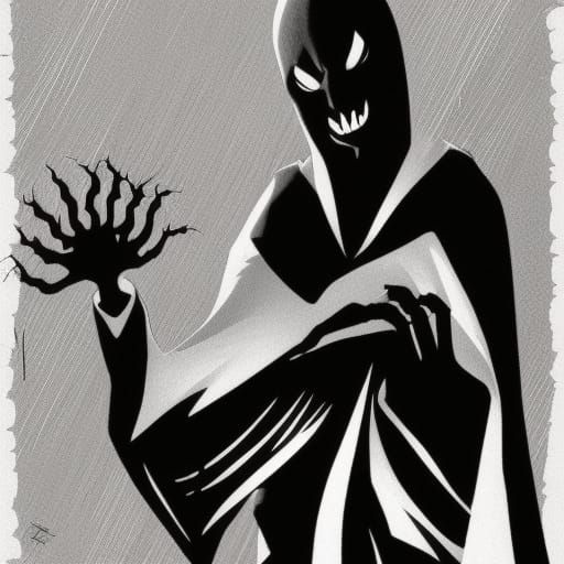 Nosferatu Vampire as Shadow Puppet in Anime Style