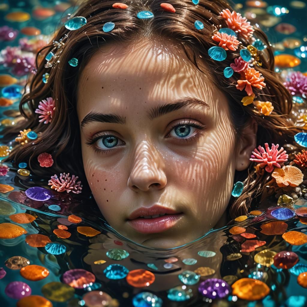 Underwater Portrait in Hyperrealistic Style