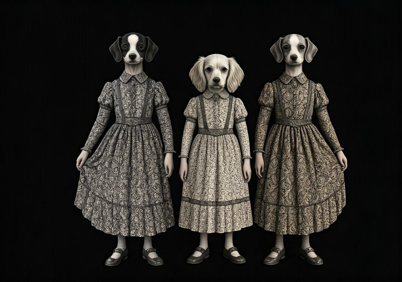 Cute Goth Dogs in Zentanglepunk Style