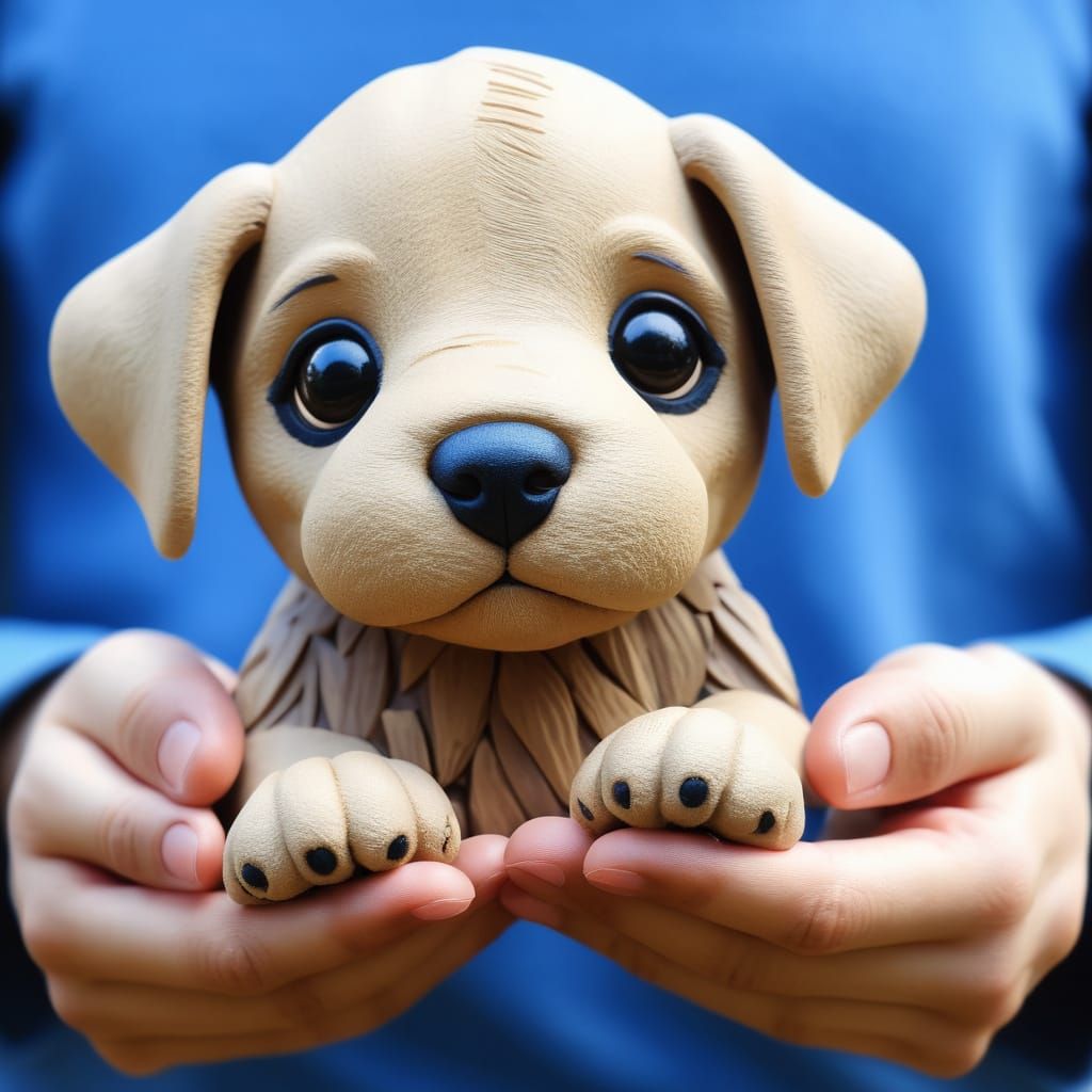 Puppy Sculpture Made from Human Hands