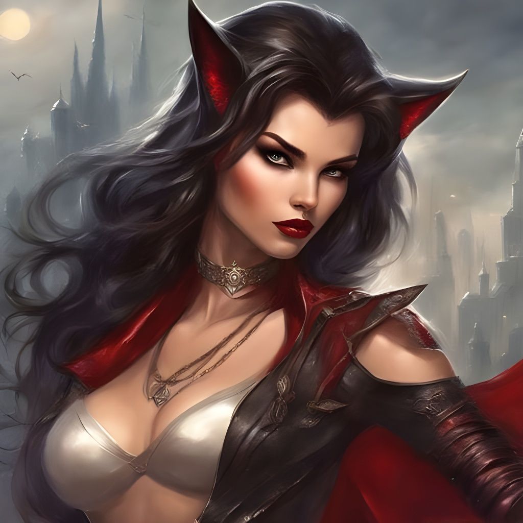 Futuristic Vampire Catwoman in Royo Style