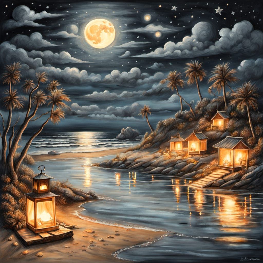 Warm Summer Night: Bonfire Under the Stars